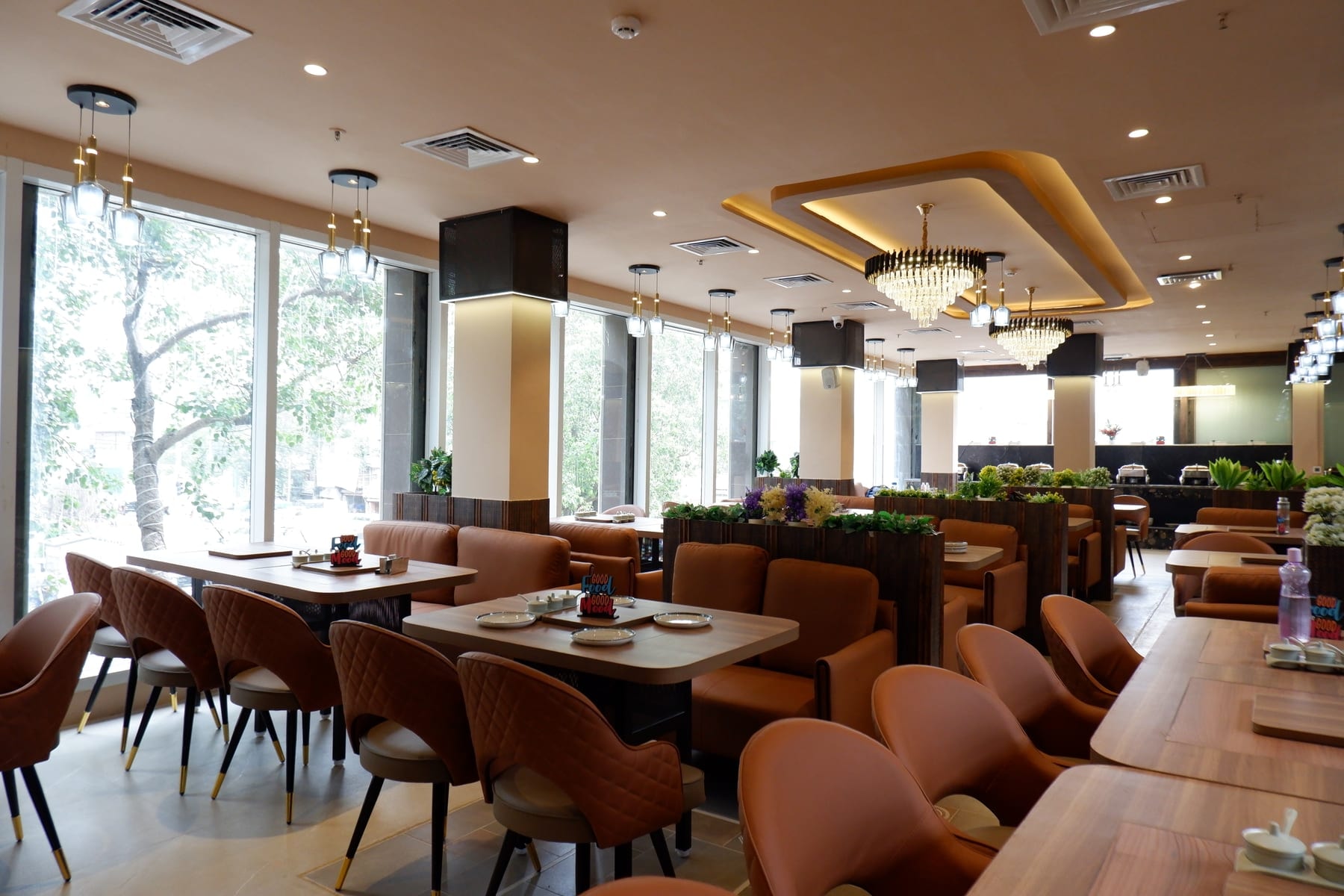 KW Blue Pearl fine-dining restaurant interior with garden views
