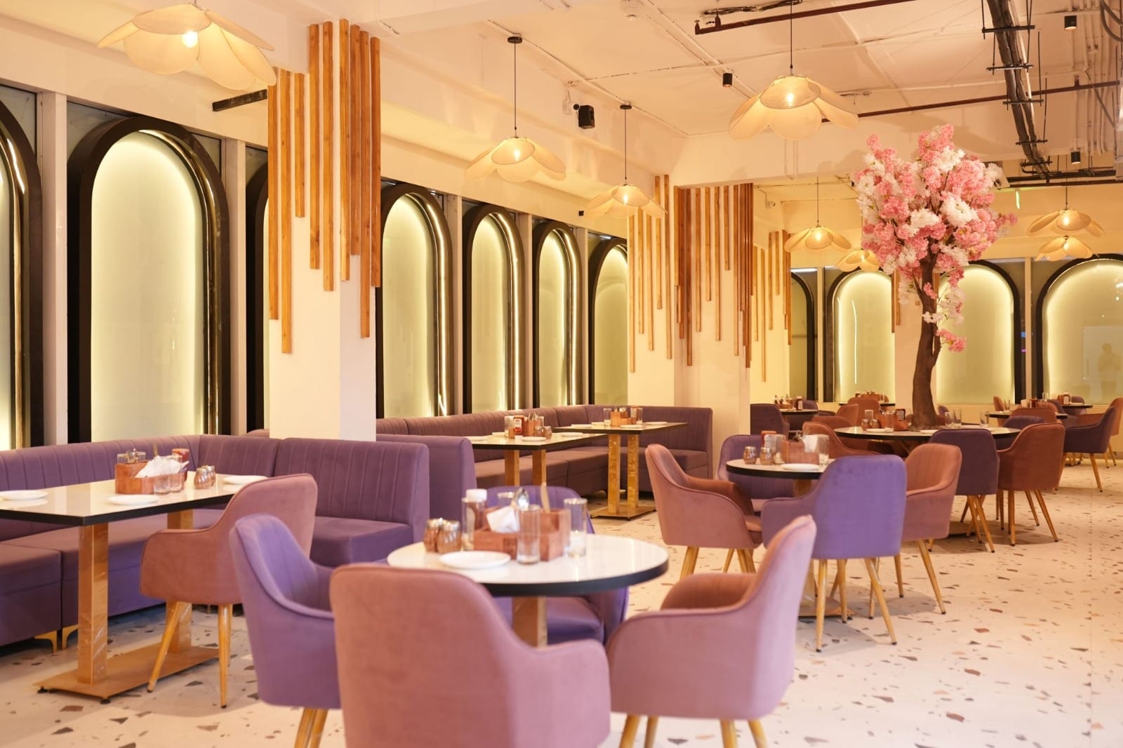 KW Blue Pearl café with its signature blossom-tree centrepiece